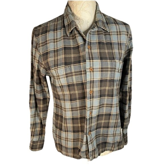 Vintage Polo Sport Ralph Lauren Shirt Womens sz M Blue Brown Plaid Cotton 90s - Picture 1 of 8